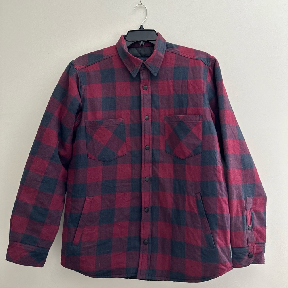 Triumph Men’s Riding Shirt Jacket size L Quilted Red Gray Plaid